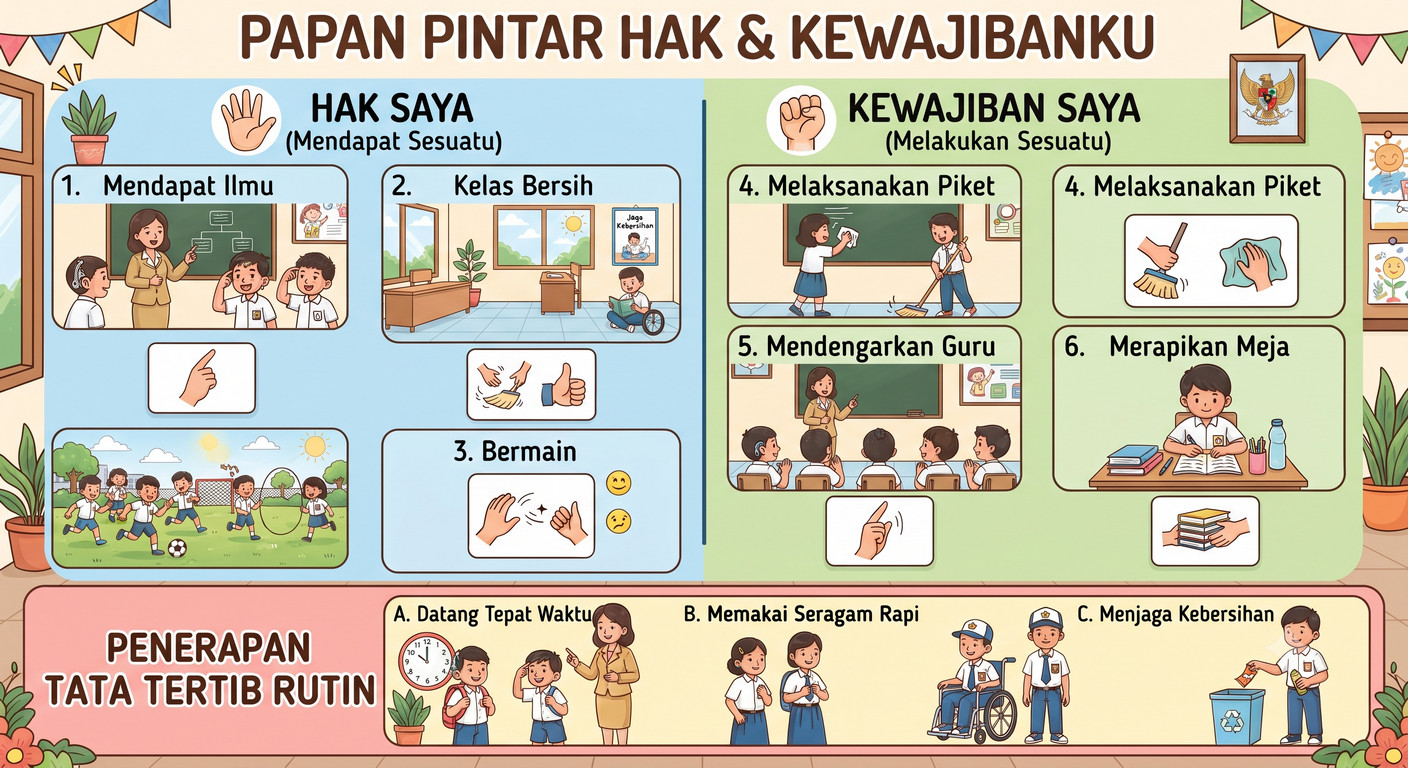 Media Pembelajaran Papan Pintar Hak dan Kewajibanku Pancasila Kelas 2 SDLB Tunarungu